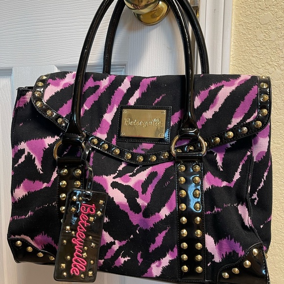 Betsey Johnson Handbags - VTG Large Betsy Johnson Animal Zebra Print Tote Handbag-computer bag